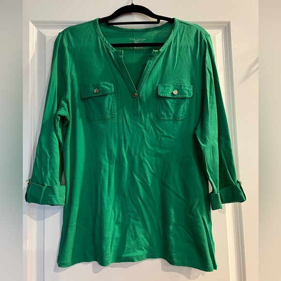 Charter Club Kelly Green Cotton Top, Size XL - Picture 1 of 8